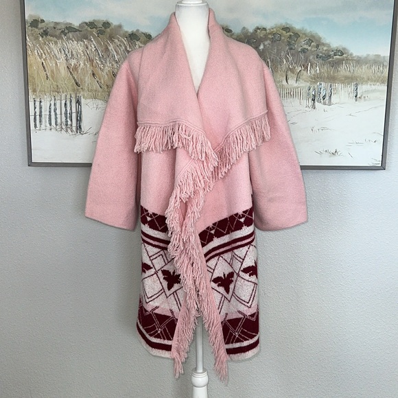 G.I.L.l. Jacquard Blanket Cardigan Sweater in Blush Pink | Size XS/S - Picture 2 of 9